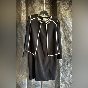 Kasper Elegant Black Dress with White Accents